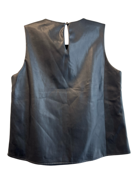 Christian Siriano Size S Black Polyurethane Tank Round Neck Dart Detail Top Black / S