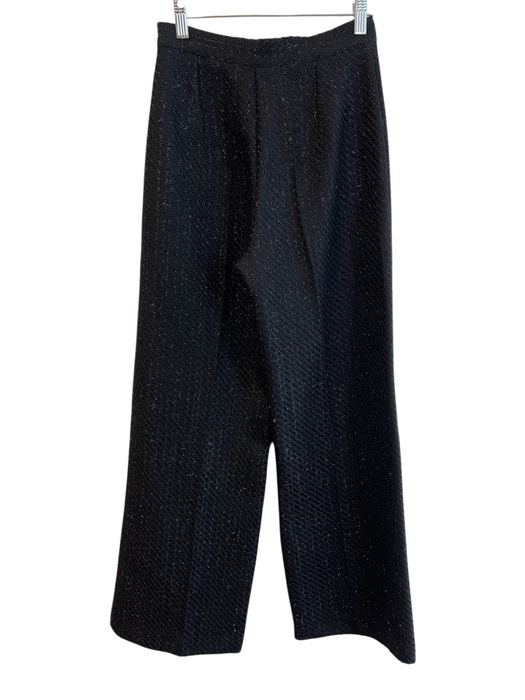 MNG by Mango Size XS Black Tweed Wide Leg Side Lace Pearl Detail Pants Black / XS