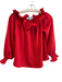 Tuckernuck Size XS Red Polyester Long Sleeve Ruffle Detail Elastic Neck Top Red / XS