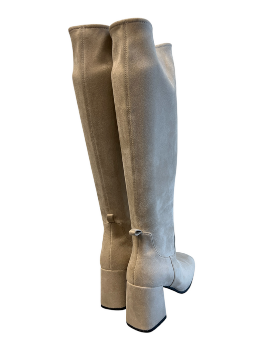 Jeffrey Campbell Shoe Size 8.5 Beige Suede Square Toe Zip Up Block Heel Boots Beige / 8.5