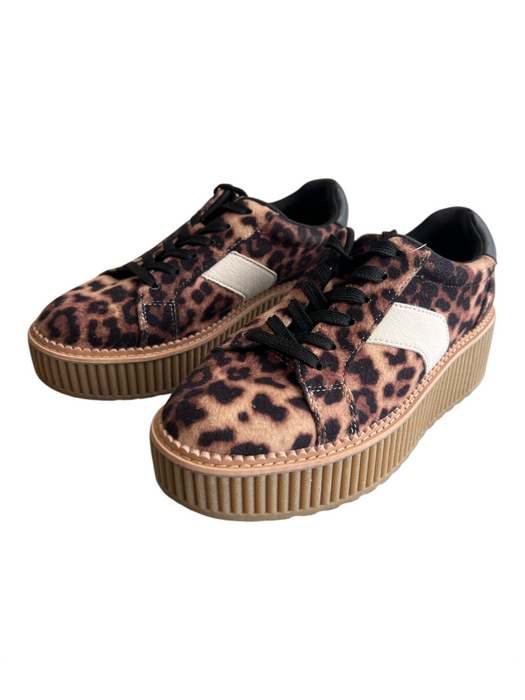 Dolce Vita Shoe Size 7.5 Brown Fur Leopard Lace Up Sneaker Platform Shoes Brown / 7.5