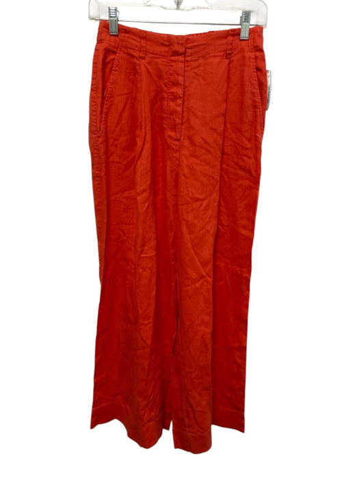oysho Size XS Bright Orange Linen Button Front Button Fly Patch Pocket Pants Set Bright Orange / XS