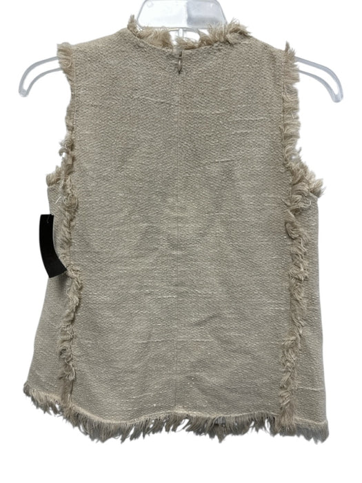 Ann Mashburn Size XS Beige Silk Blend  Accordion Pleat Fringe Textured Top Beige / XS