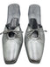 Alohas Shoe Size 39 Silver Leather Metallic Square Toe Slip On Kitten Heel Heels Silver / 39