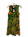 Julie Brown Size S Green & Orange Sleeveless Leaves Side Zip Dress Green & Orange / S