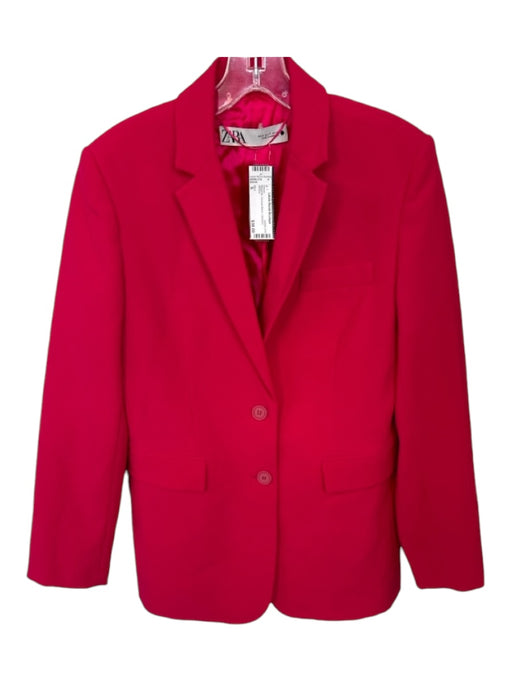 Zara Size S Magenta Viscose Blend 2 Buttons Blazer Magenta / S