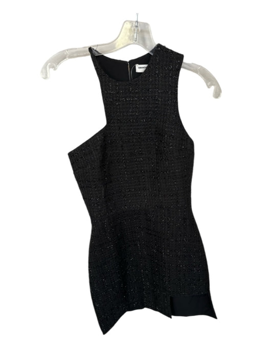 Amanda Uprichard Size XS Black Polyester Asymetric tweed Sleeves Back Zip Dress Black / XS