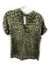 Joy Joy Size S Green & Black Short Sleeve Animal Print Button Down Top Green & Black / S