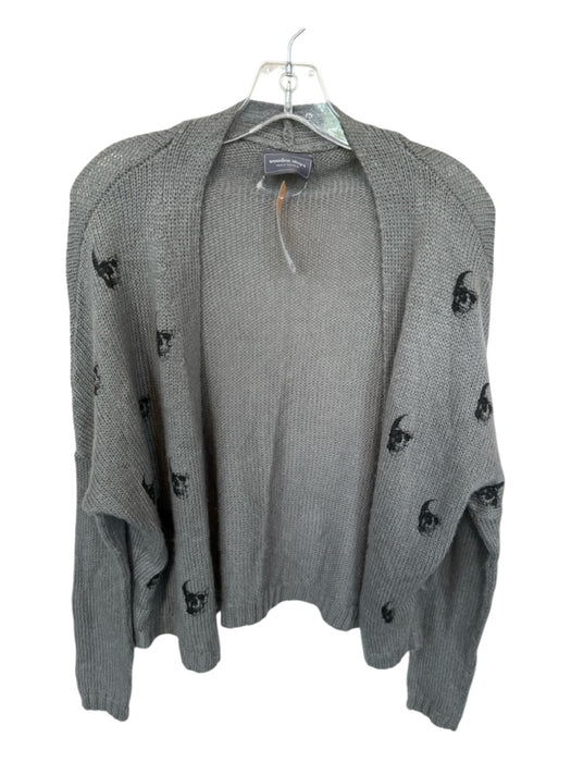 Wooden Ships Size XS/S Gray & Black Mohair Blend Long Sleeve Skulls Knit Sweater Gray & Black / XS/S