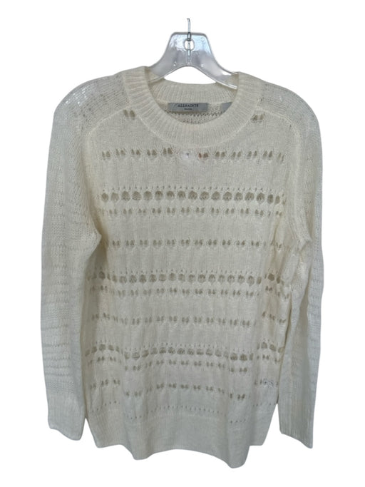 ALLSAINTS Size S Cream Alpaca Blend Perforated Long Sleeve Loose Knit Sweater Cream / S