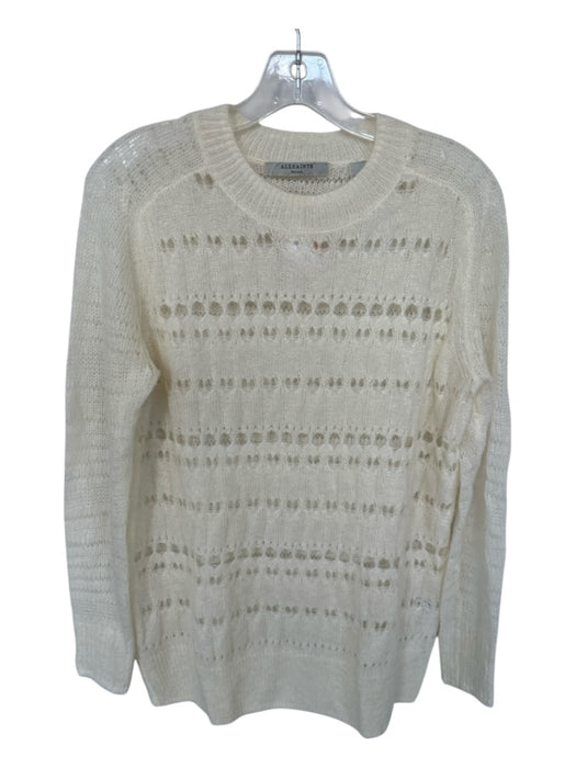 ALLSAINTS Size S Cream Alpaca Blend Perforated Long Sleeve Loose Knit Sweater Cream / S