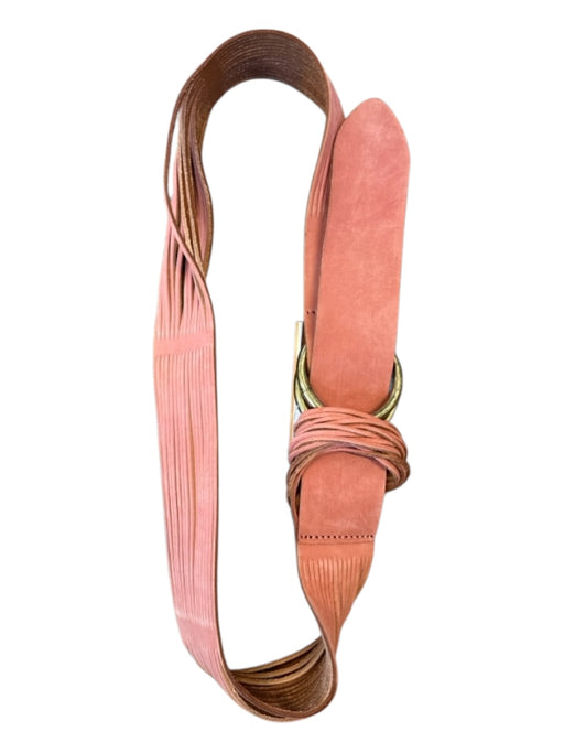 By Anthropologie Tan Leather Cut Outs Brass Hardware Wide Belts Tan / XS/S