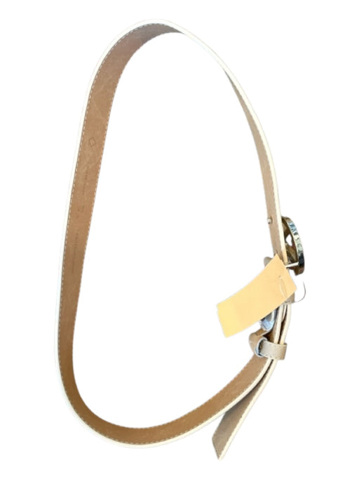 Mario Valentino Taupe & Gold Leather Logo Buckle GHW Belts Taupe & Gold / S