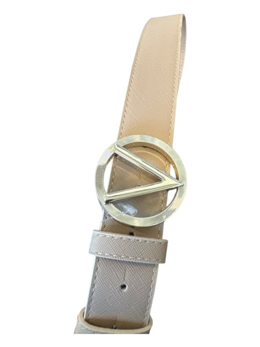 Mario Valentino Taupe & Gold Leather Logo Buckle GHW Belts Taupe & Gold / S