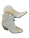 Betsy Johnson Shoe Size 7 Pearl Faux Pearl Side Zip Block Heel Cowboy Booties Pearl / 7