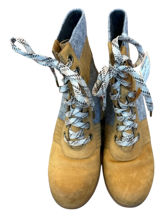 Sorel Shoe Size 7.5 Tan & Gray Leather & Wool Wedge lace up Booties Tan & Gray / 7.5