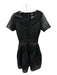 Maje Size 1/S Black Polyester Short Sleeve Perforated Back Zip Full SKirt Dress Black / 1/S
