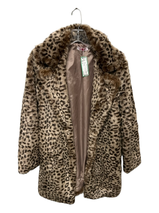 Buddy Love Size S Brown Faux Fur Animal Print Hook & Eye Coat Brown / S