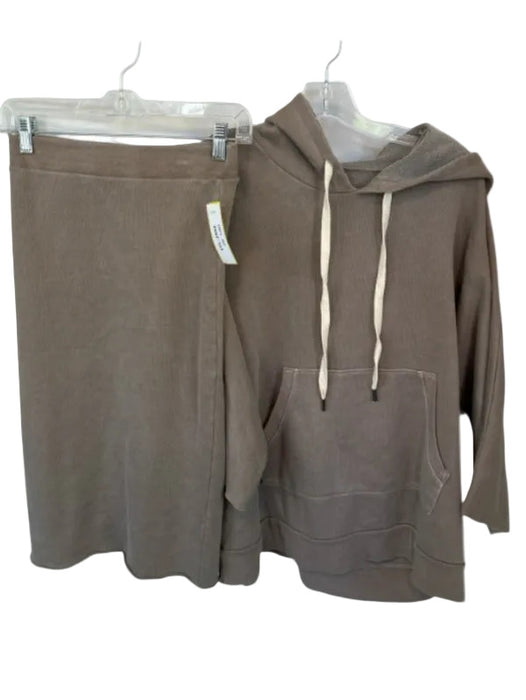 NSF Size S Taupe Cotton Hood Midi Sweatshirt Skirt Set Taupe / S