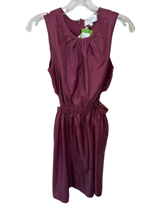Olivia by Livro Size S Maroon Polyester Sleeveless Side Cut Outs Back Zip Dress Maroon / S