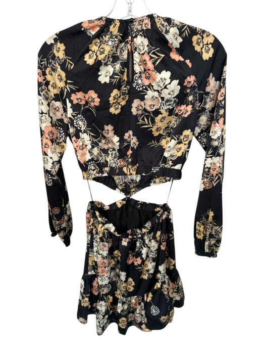 heartloom Size S Black & Yellow Polyester Long Sleeve Flowers Cut Out Side Dress Black & Yellow / S