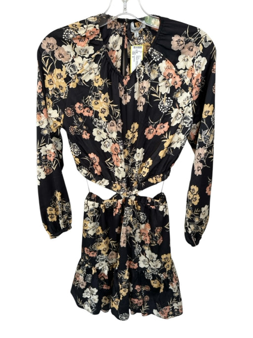 heartloom Size S Black & Yellow Polyester Long Sleeve Flowers Cut Out Side Dress Black & Yellow / S