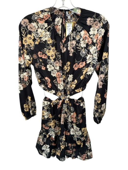 heartloom Size S Black & Yellow Polyester Long Sleeve Flowers Cut Out Side Dress Black & Yellow / S