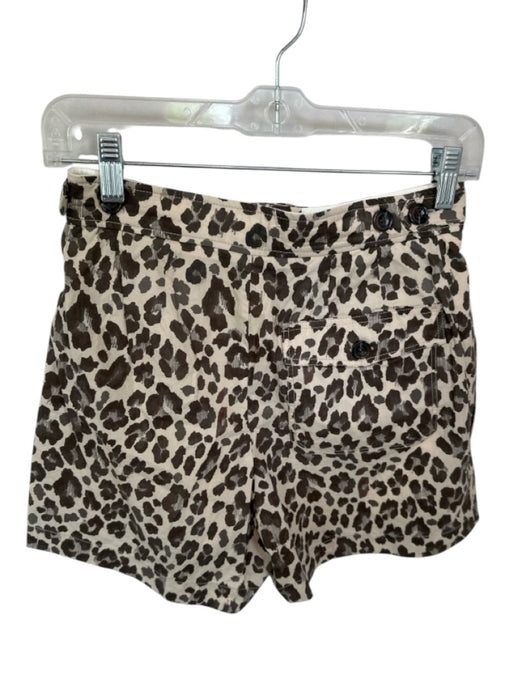 Soeur Size 36 Tan & Taupe Cotton High Waist Animal Print Pleated Shorts Tan & Taupe / 36