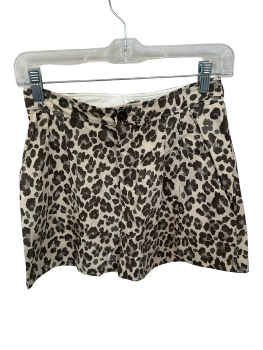 Soeur Size 36 Tan & Taupe Cotton High Waist Animal Print Pleated Shorts Tan & Taupe / 36