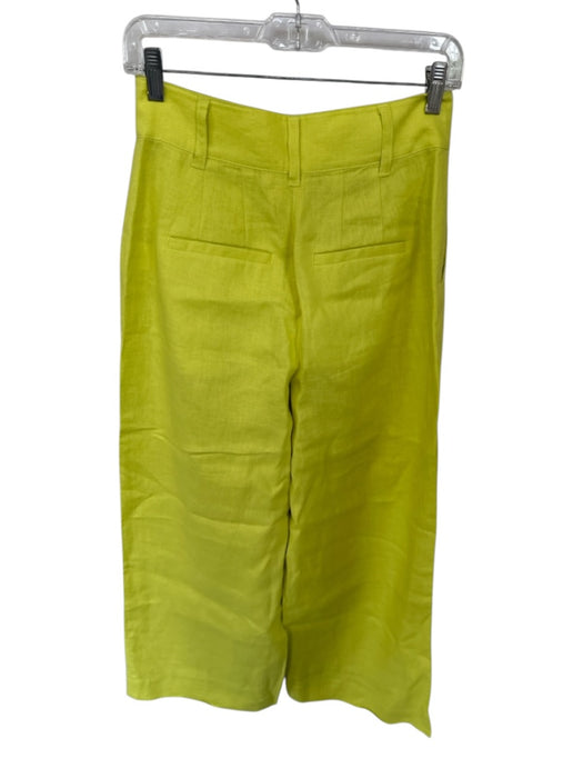 Boden Size 4P Chartreuse Linen High Waist Wide Leg Pants Chartreuse / 4P
