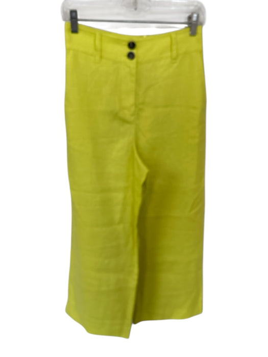 Boden Size 4P Chartreuse Linen High Waist Wide Leg Pants Chartreuse / 4P