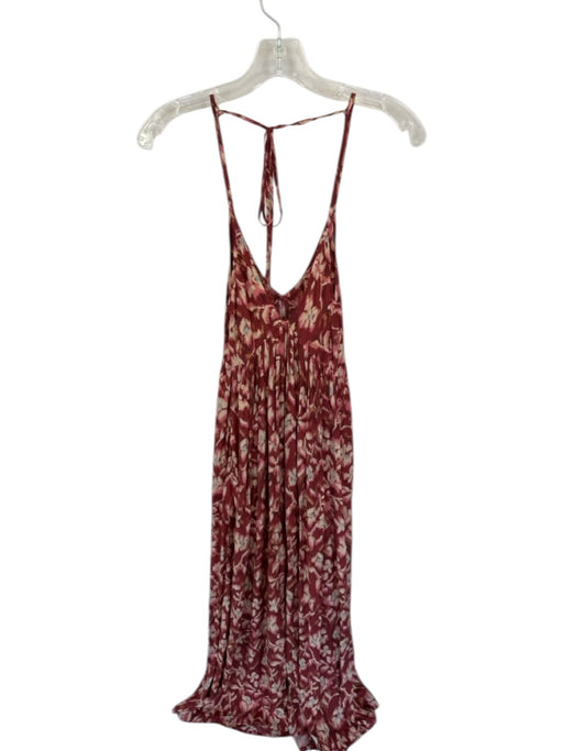 Vanessa Bruno Size XS Pink & Brown Viscose Spaghetti Strap Tie Maxi Dress Pink & Brown / XS