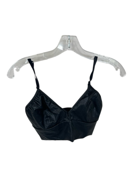 Commando Size M Black Vegan Leather Spaghetti Strap Bralette Top Black / M