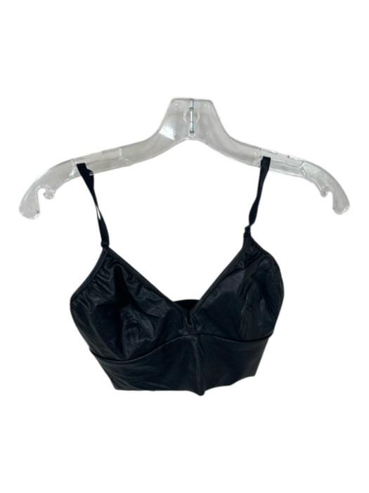 Commando Size M Black Vegan Leather Spaghetti Strap Bralette Top Black / M