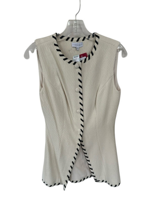 S'edge Size XS Cream & Black Polyester Textured Stitching Detail Buttons Vest Cream & Black / XS