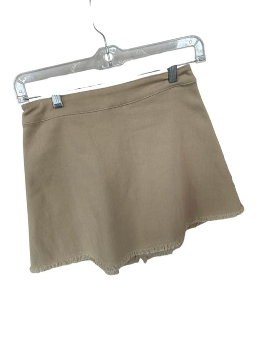 SABO Size 4 Tan Cotton Blend High Waist Fringe Mini Skirt Tan / 4