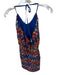 Ramy Brook Size 2 Blue & Orange Sequin Halter Neck Chevron Mini Dress Blue & Orange / 2