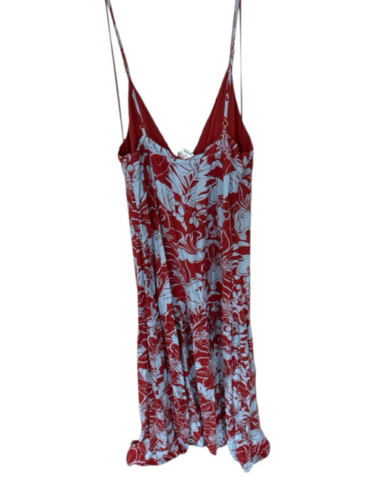L Space Size S/M Rust & Blue Rayon Spaghetti Strap tropical floral Maxi Dress Rust & Blue / S/M