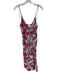 L Space Size S/M Rust & Blue Rayon Spaghetti Strap tropical floral Maxi Dress Rust & Blue / S/M