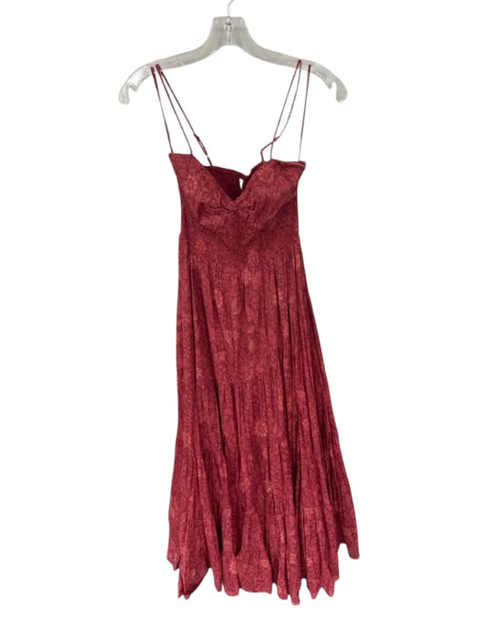 Free People Size XS Red & Orange Cotton Spaghetti Strap Floral Maxi Dress Red & Orange / XS