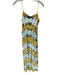 Young Fab & Broke Size S Aqua & Yellow Linen & Rayon Spaghetti Strap Maxi Dress Aqua & Yellow / S