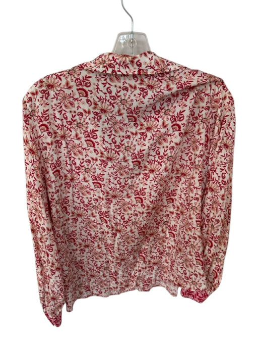 Zara Size XS/S Red & White Viscose Long Sleeve Botanical Maxi Skirt Set Red & White / XS/S