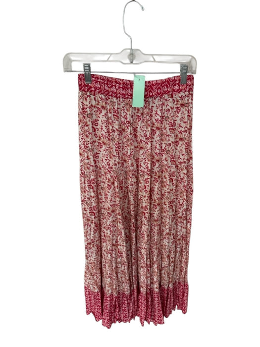 Zara Size XS/S Red & White Viscose Long Sleeve Botanical Maxi Skirt Set Red & White / XS/S