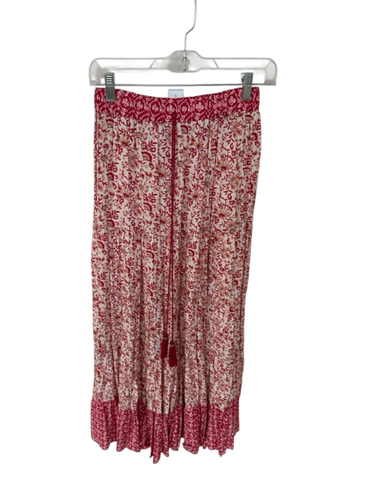Zara Size XS/S Red & White Viscose Long Sleeve Botanical Maxi Skirt Set Red & White / XS/S