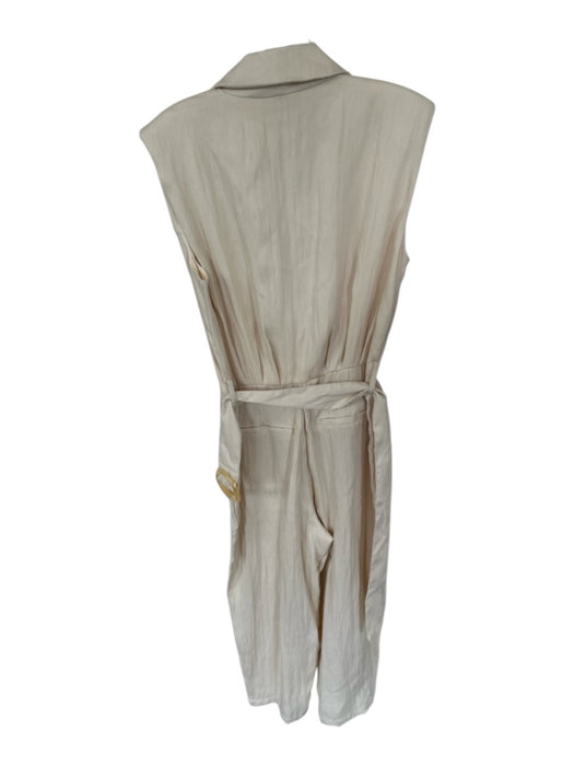 Zara Size S Cream Viscose Blend Cap Sleeve Collar Belted front pocket Jumper Cream / S