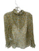 J. Crew Size 2 Green & Yellow Viscose Long Sleeve Flowers Slip Top Green & Yellow / 2