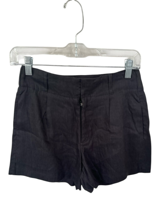 Weekend Size XS Charcoal Linen Blend High Waist Pleat Detail Shorts Charcoal / XS