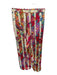 Johnny Was Size S Cream & Multi Silk Blend Drawstring Botanical Wide Leg Pants Cream & Multi / S