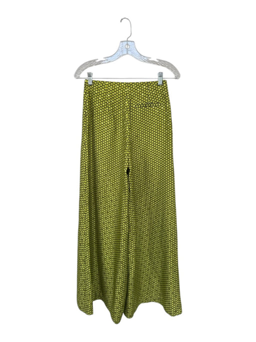 Diane Von Furstenberg Size 0 Chartreuse & Black Silk High Waist Polka Dot Pants Chartreuse & Black / 0