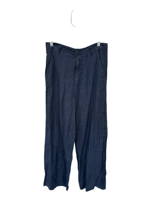Size Est S Navy & white Linen High Waist Pinstripe Wide Leg Trouser Pants Navy & white / Est S